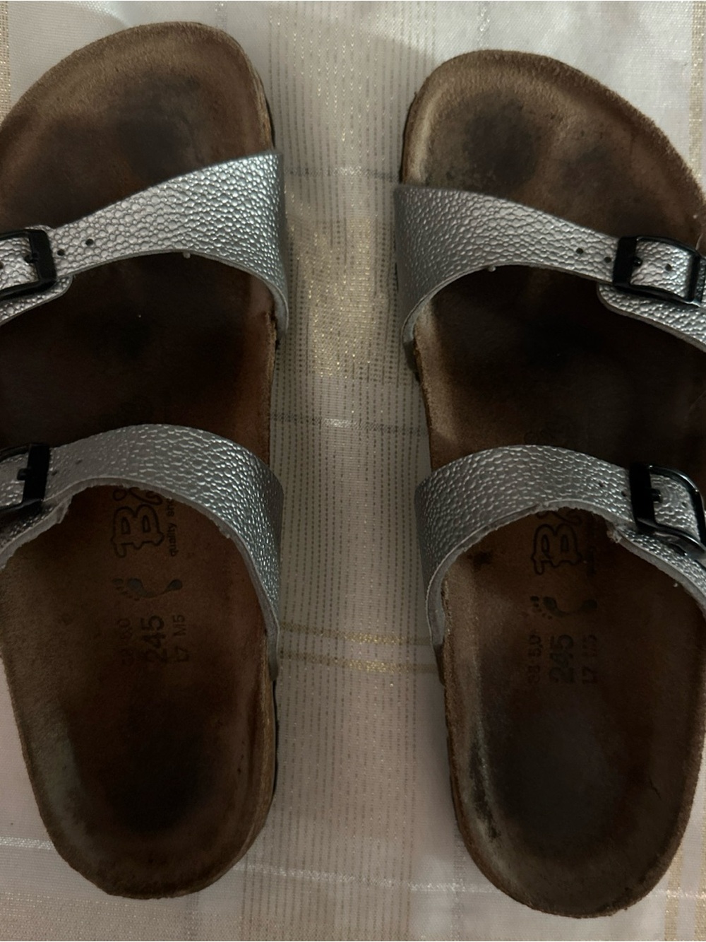 Birkenstock Metallic Silver Women’s buckle Sandals -38